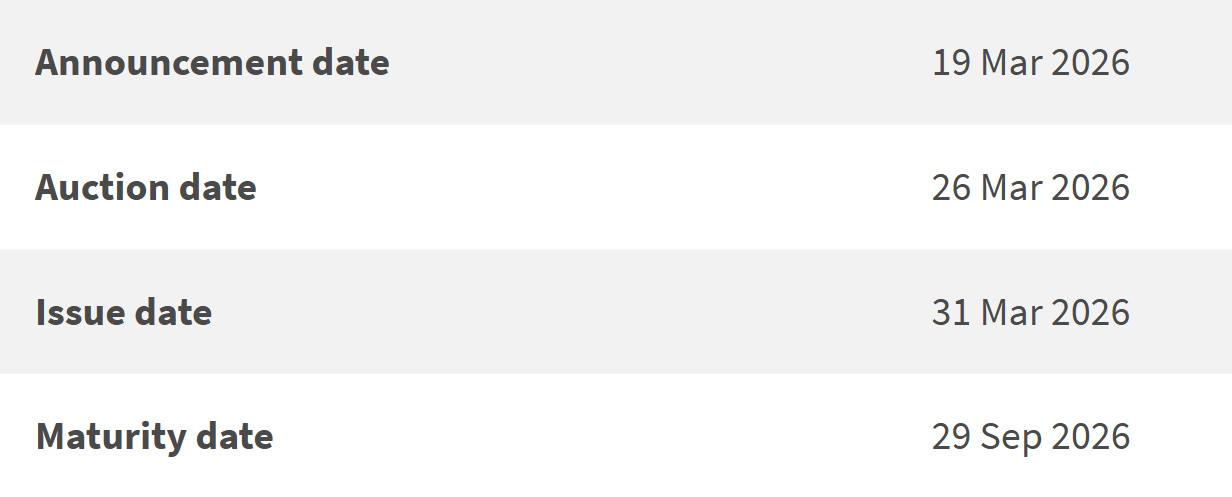 6 month t-bill issue details