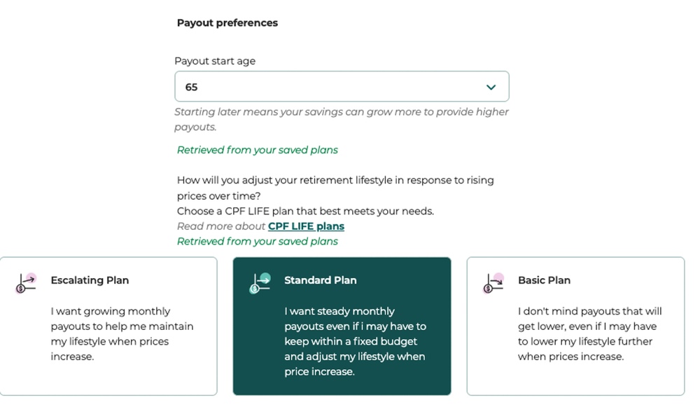 CPF LIFE Plans Offer Different Payout Options