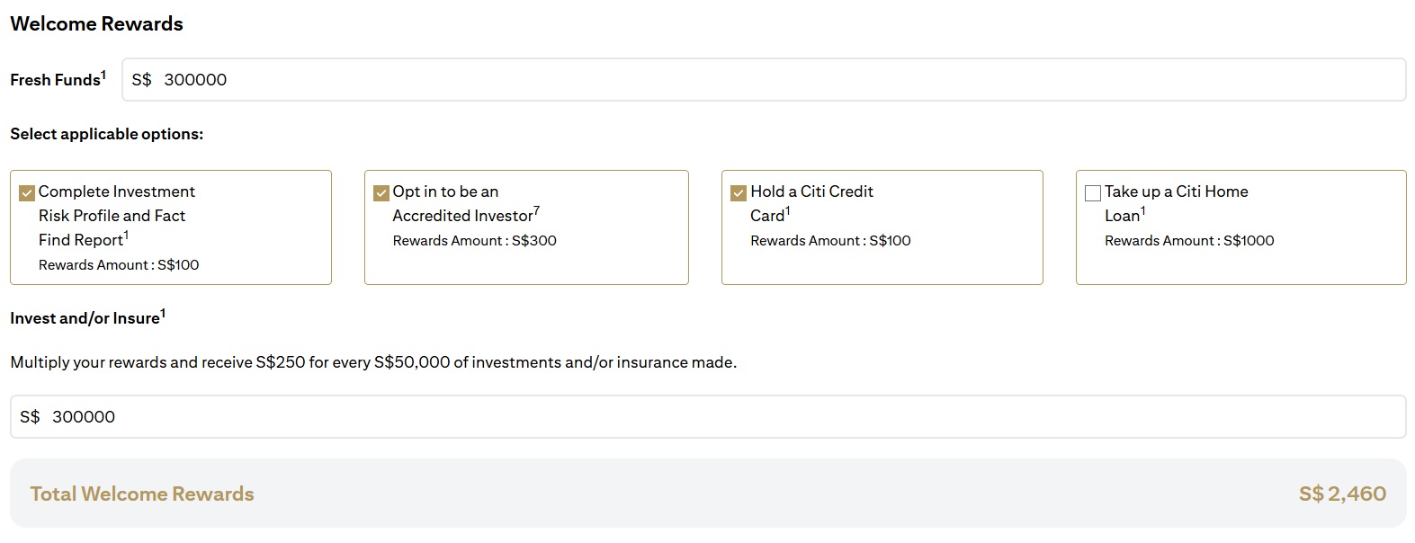 Citigold Client Welcome Rewards