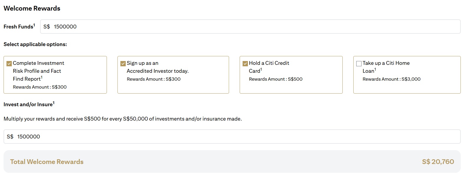 Citigold Private Client Member Weclome Rewards
