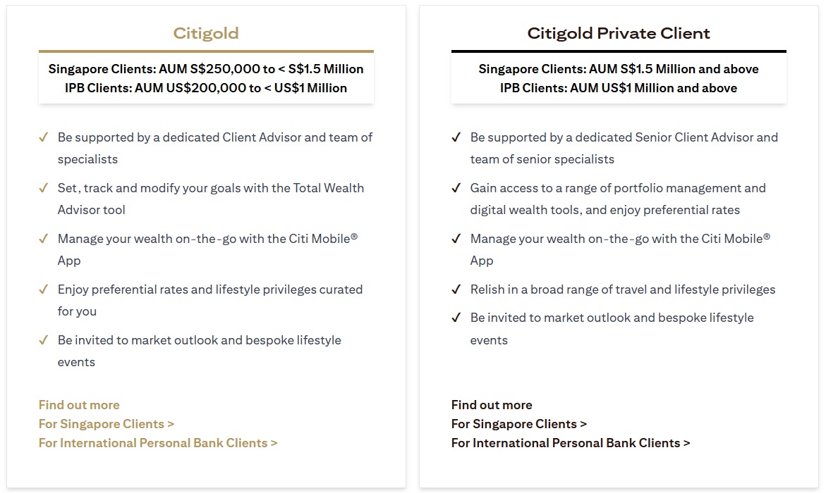 Citigold and Citigold Private Client Differences