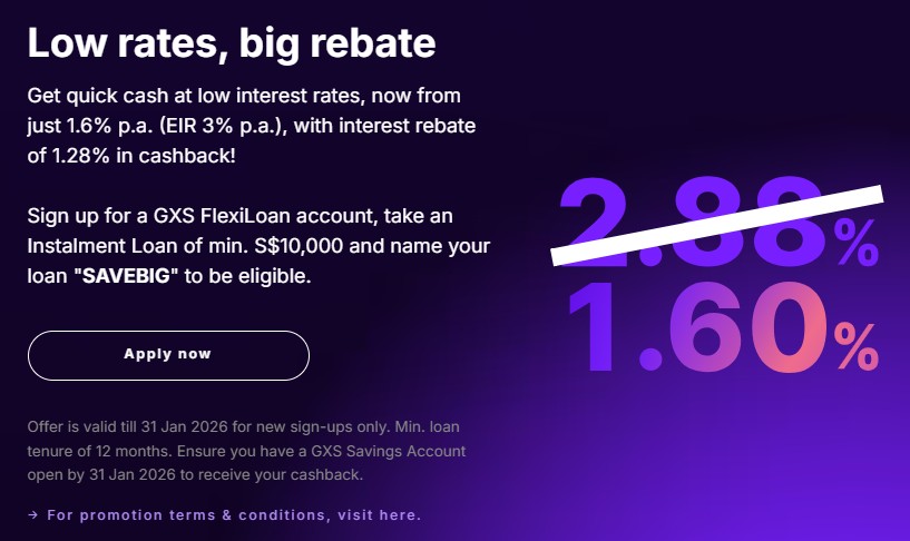 GXS FlexiLoan SAVEBIG campaign January 2026