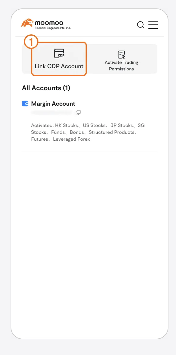 How to link CDP on moomoo step 1