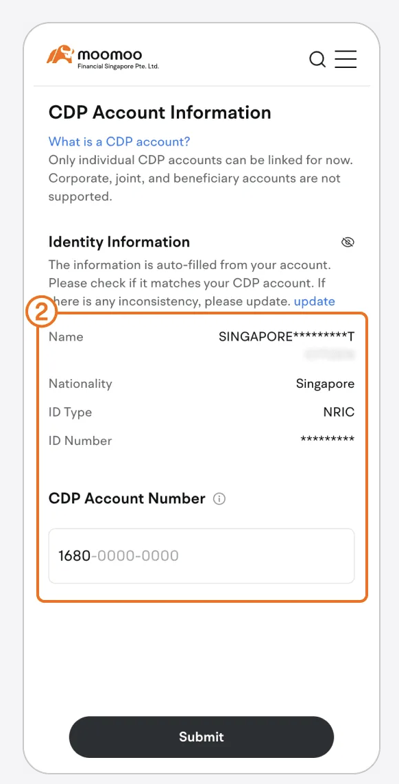 How to link CDP on moomoo step 2