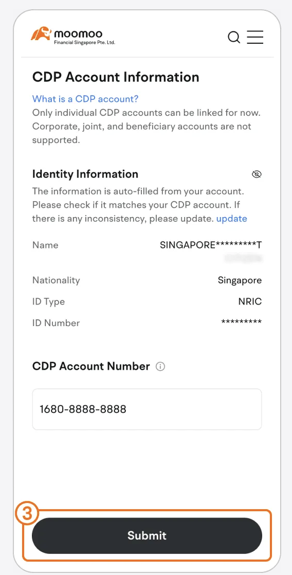 How to link CDP on moomoo step 3