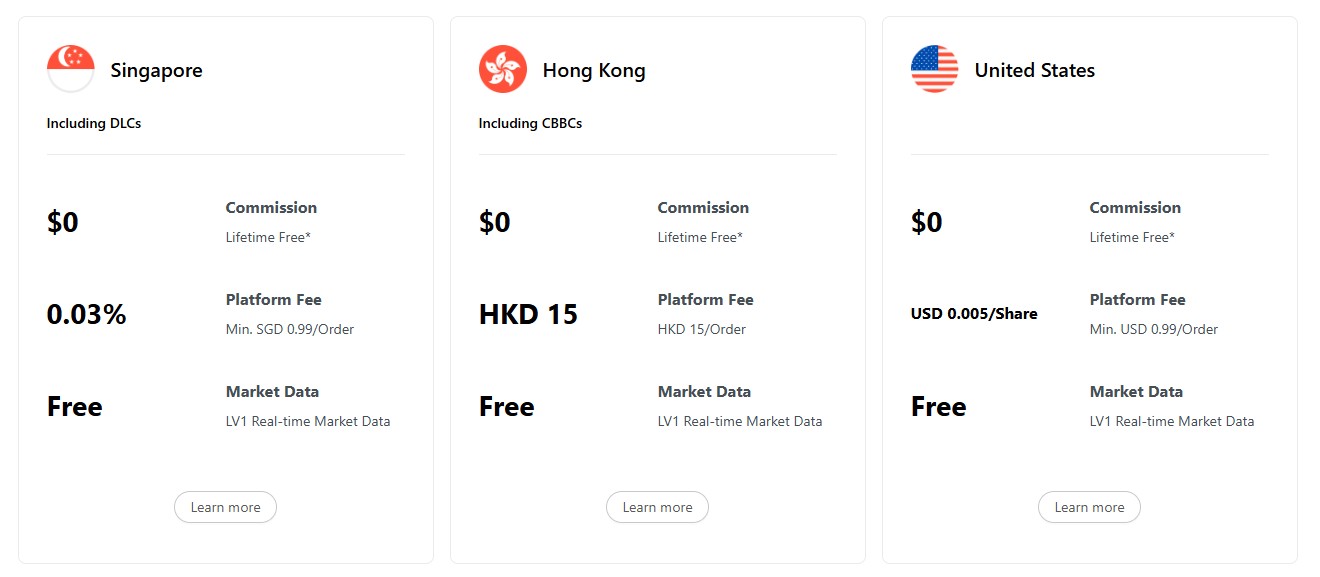 Longbridge SG, US and HK markets trading fees as of 27 January 2026