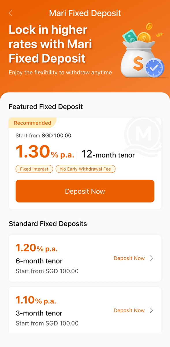 MariBank fixed deposit as of 15 September 2026