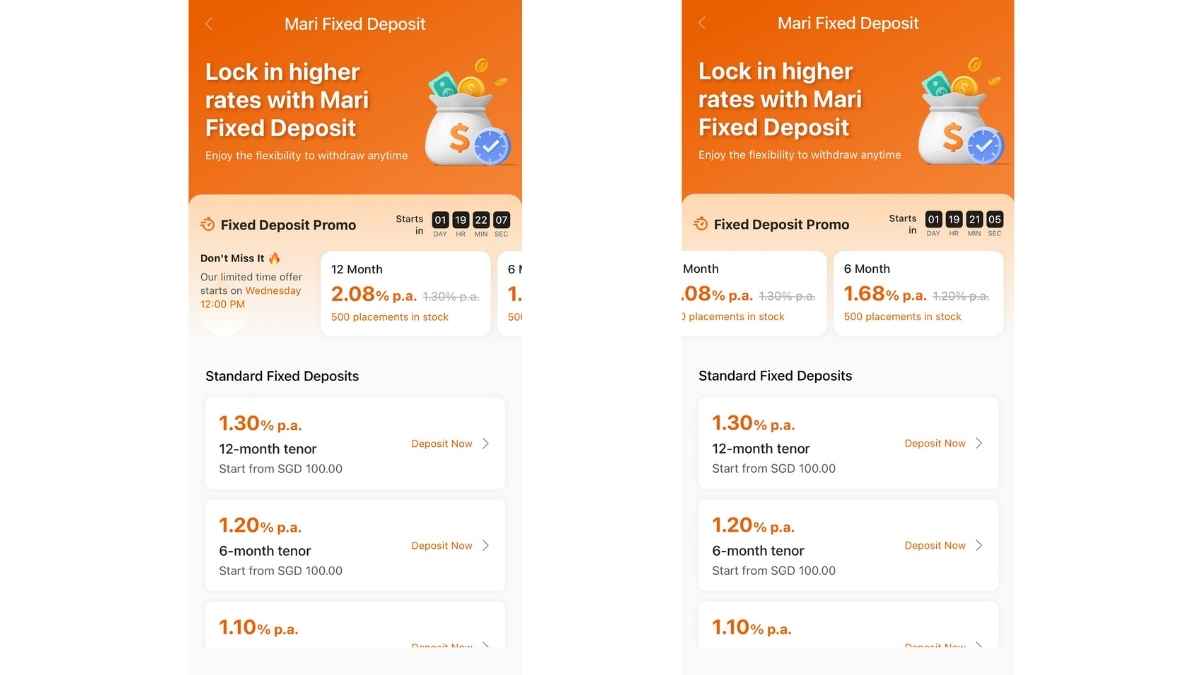 Maribank 6m and 12m fixed deposit flash promo up to 2.08% p.a.