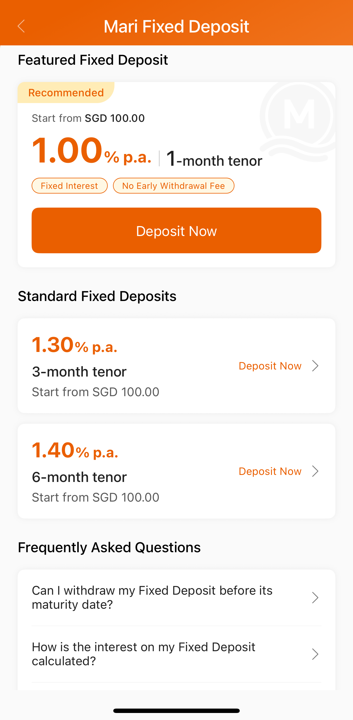 Maribank Fixed Deposit Rates December 2025