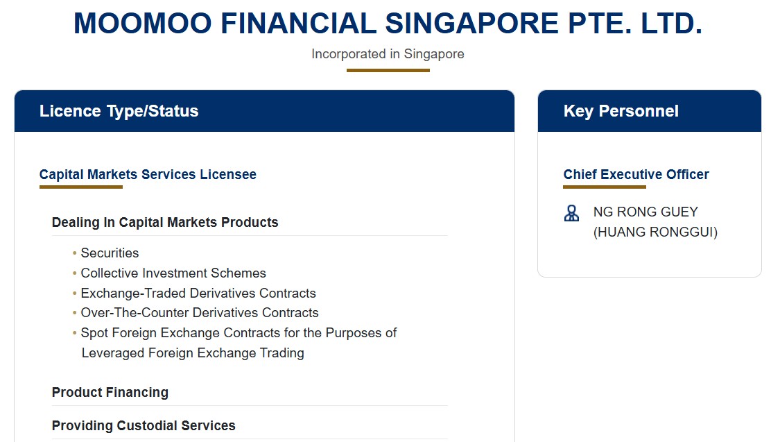 Moomoo Financial Singapore licensed by MAS