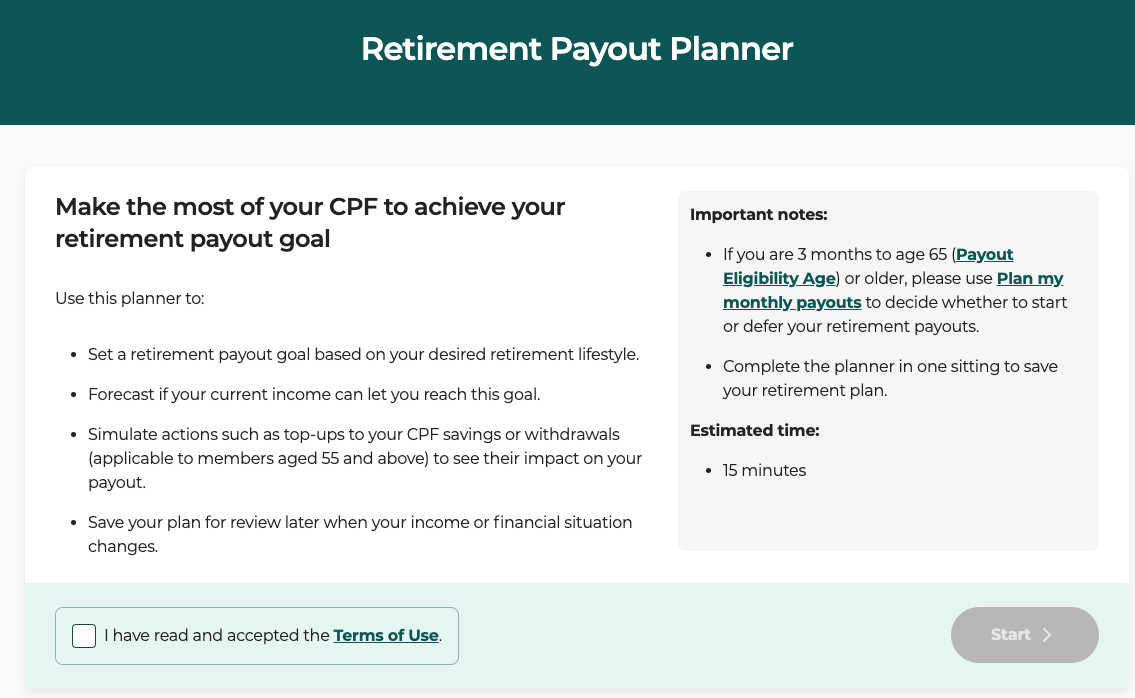 Retirement Payout Planner by CPF