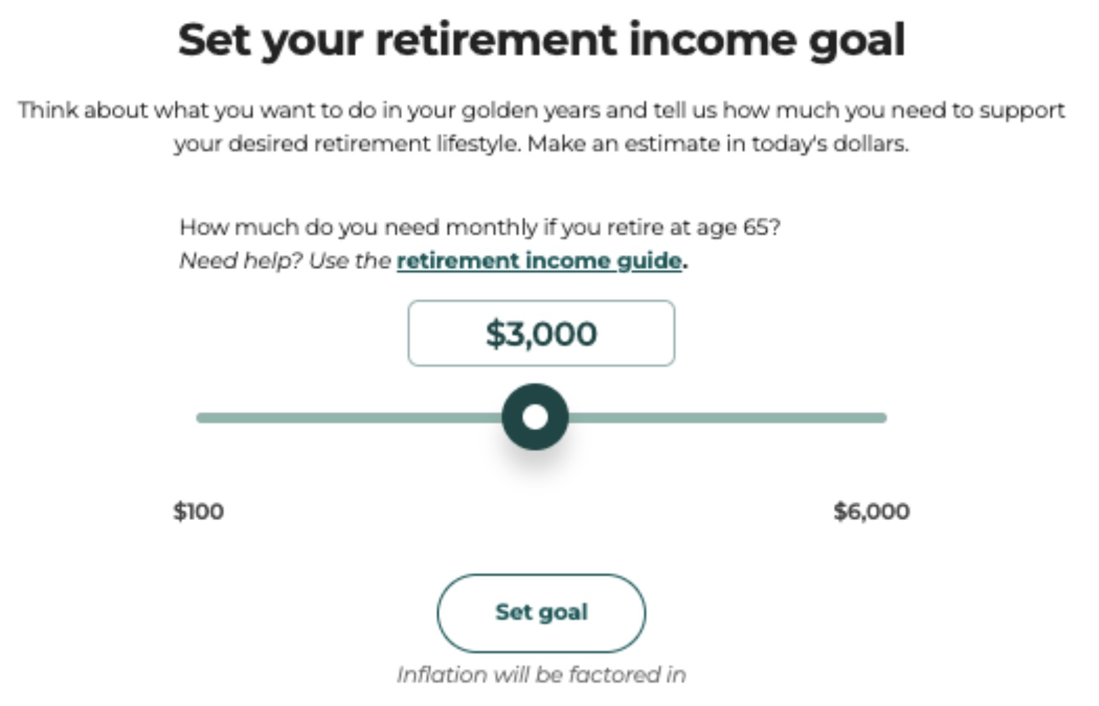 Set your retirement income goal
