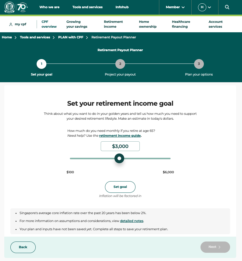Set your retirement income goal Retirement Payout Planner