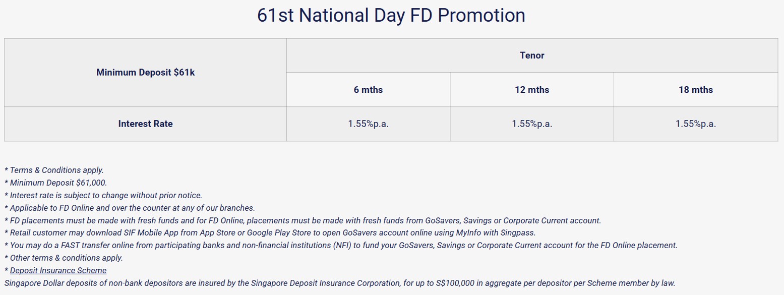SingFinance SG61 FD Promo