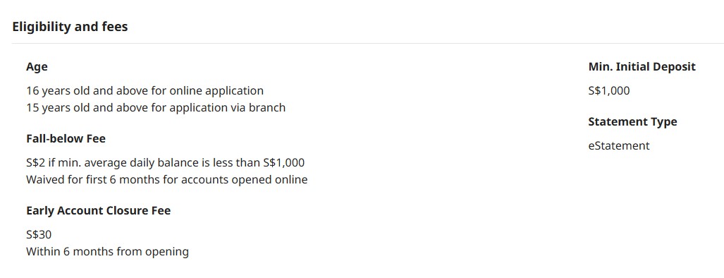 UOB Stash account eligibility and fees