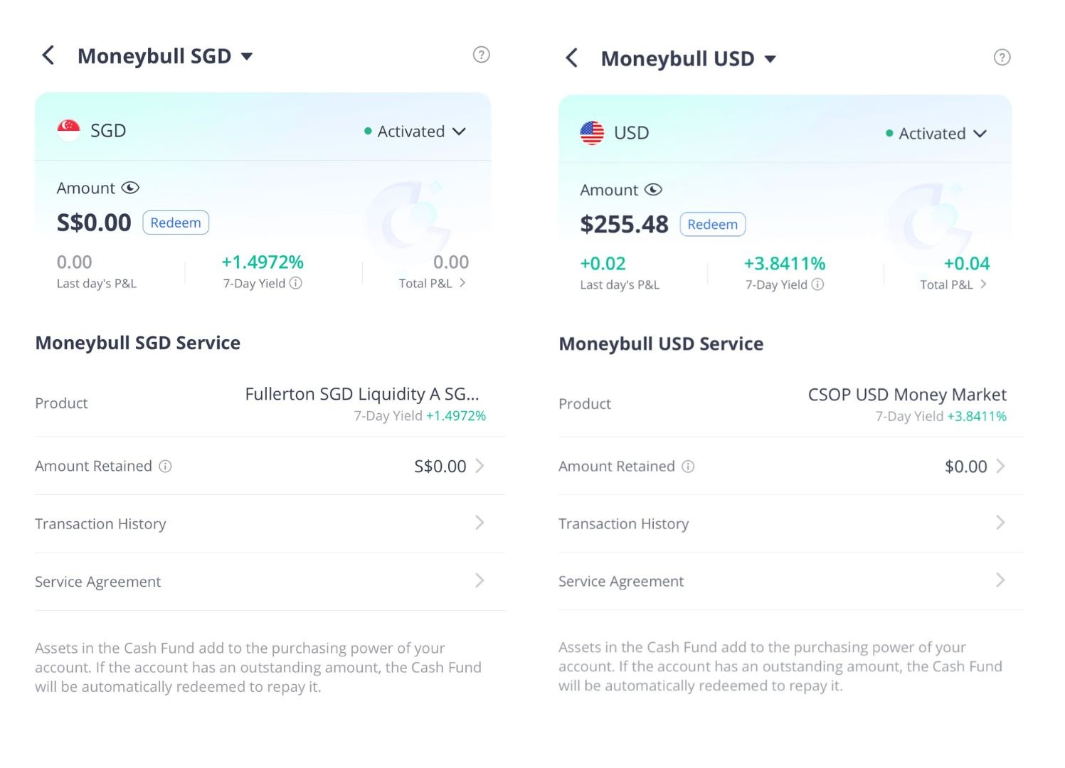 Webull Moneybull SGD and Moneybull USD Activated
