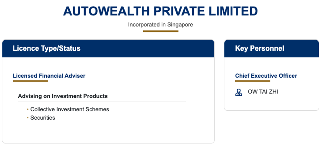 AutoWealth’s Financial Advisory Licence