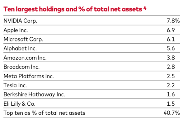 Vanguard S&P 500 ETF top holdings overview