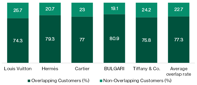 Substantial overlap between Laopu Gold and other global luxury brands 
