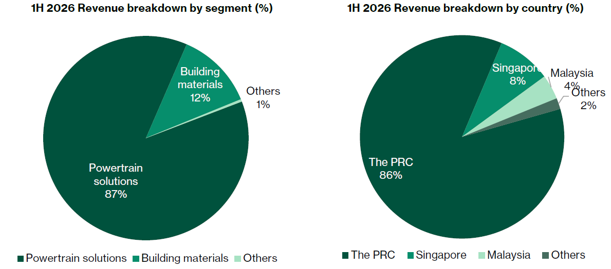 Hong Leong Asia Revenue Mix by Segment and Country