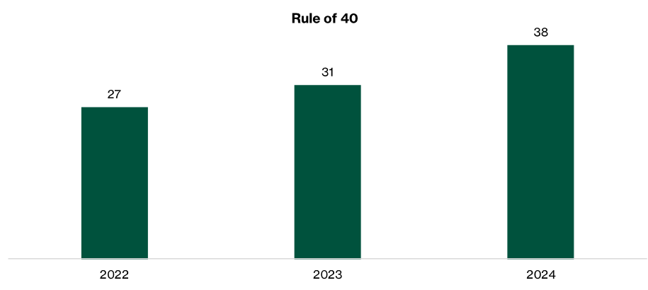 AvePoint sum of ARR growth and operating margin reached 38% in 2024