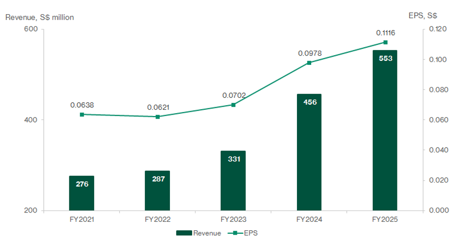 Valuemax - Five-year track record of revenue and EPS  