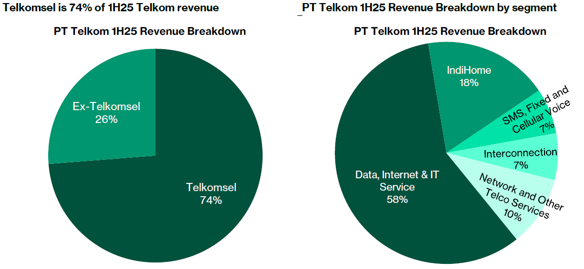 1H25 Telkom revenue & Breakdown by segment