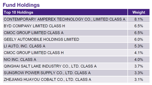 Amova-StraitsTrading MSCI China Electric Vehicles And Future Mobility Index ETF Top Holdings